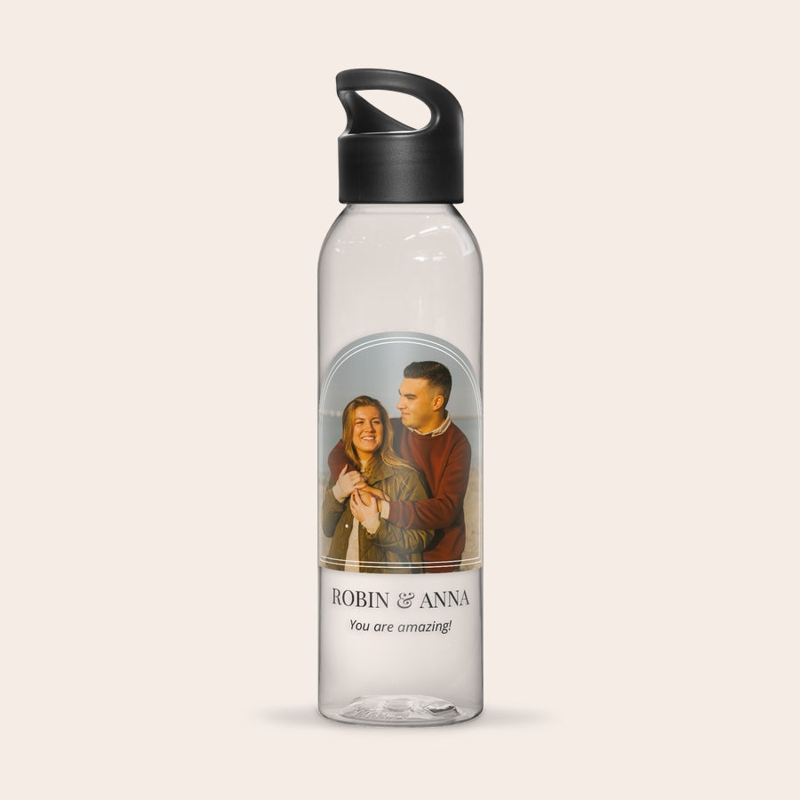 Water bottle - Printed Personalized water bottle printed with a photo of Robin and Anna and custom text You are amazing