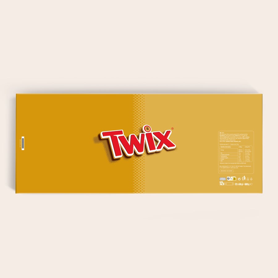 A Personalised XXL Twix chocolate bar with a custom printed design that includes the Twix logo and nutrition information.