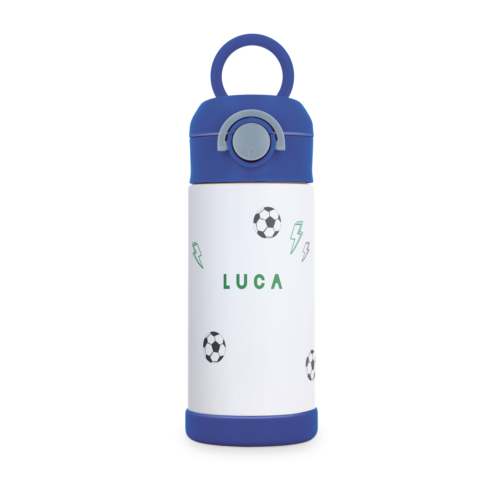 Kids stainless steel water bottle with straw - 350 ml - Blue