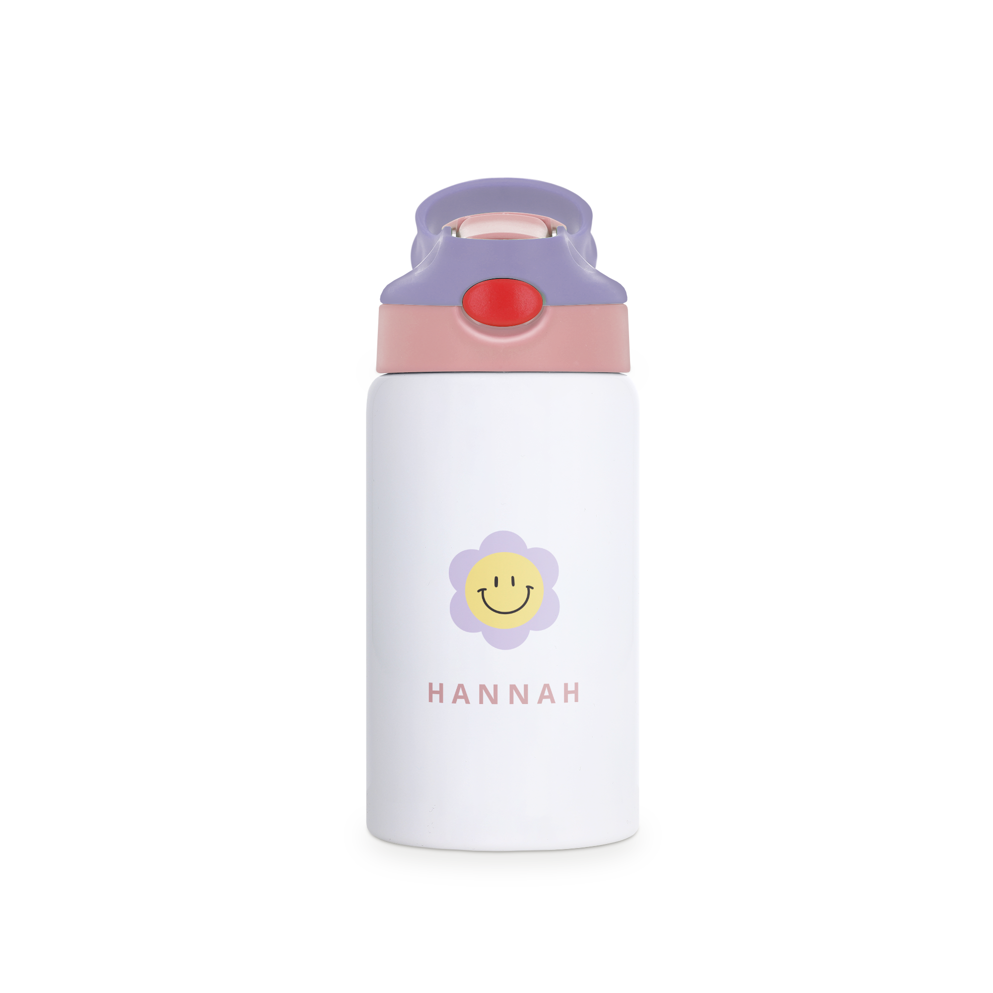 Personalised kids water bottle with straw - Pink & Purple