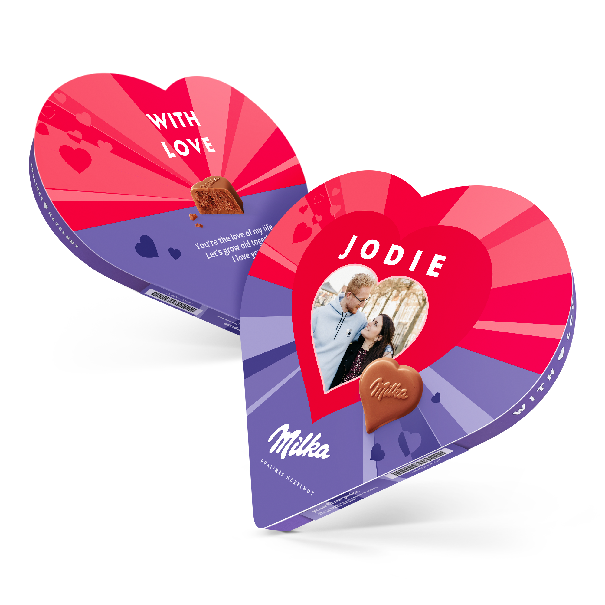 Personalised Milka chocolate gift box - Heart
