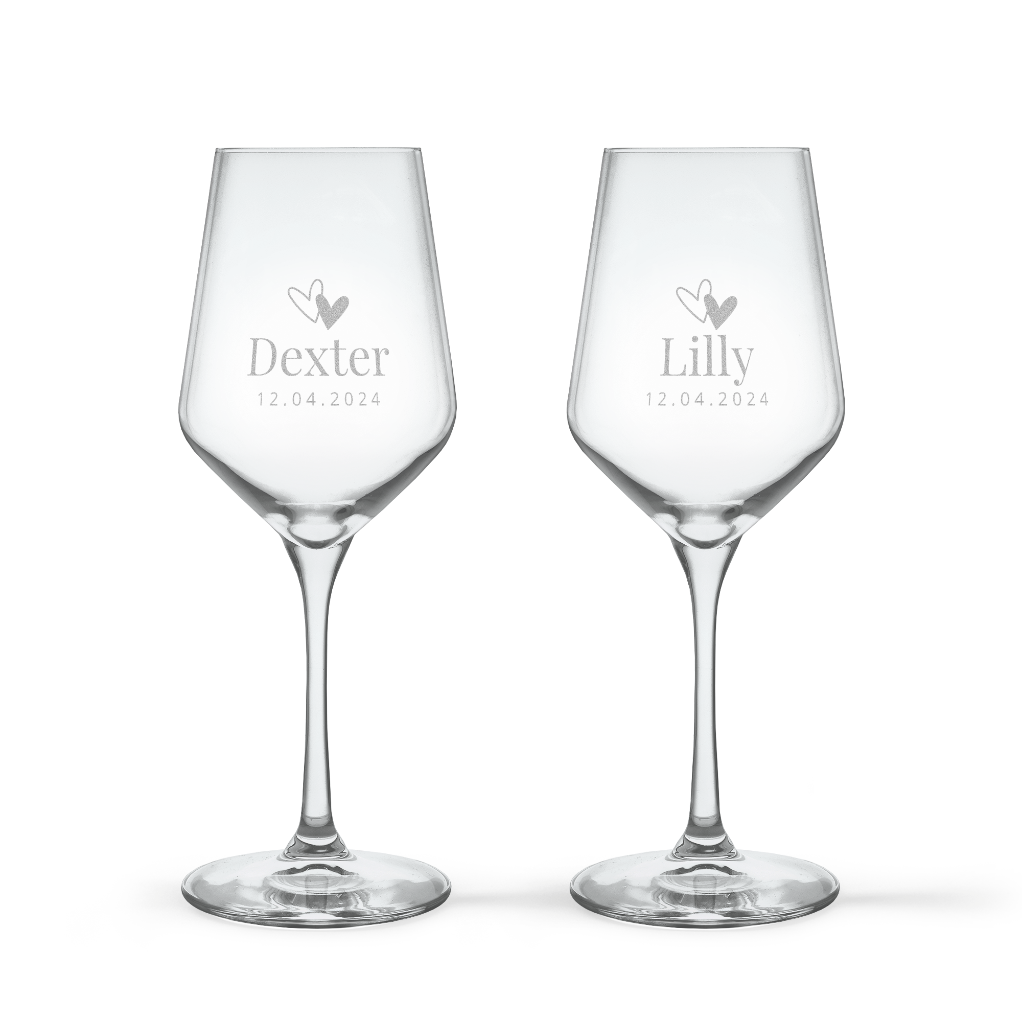 Personalised white wine glasses - Crystal glass - 2 pcs