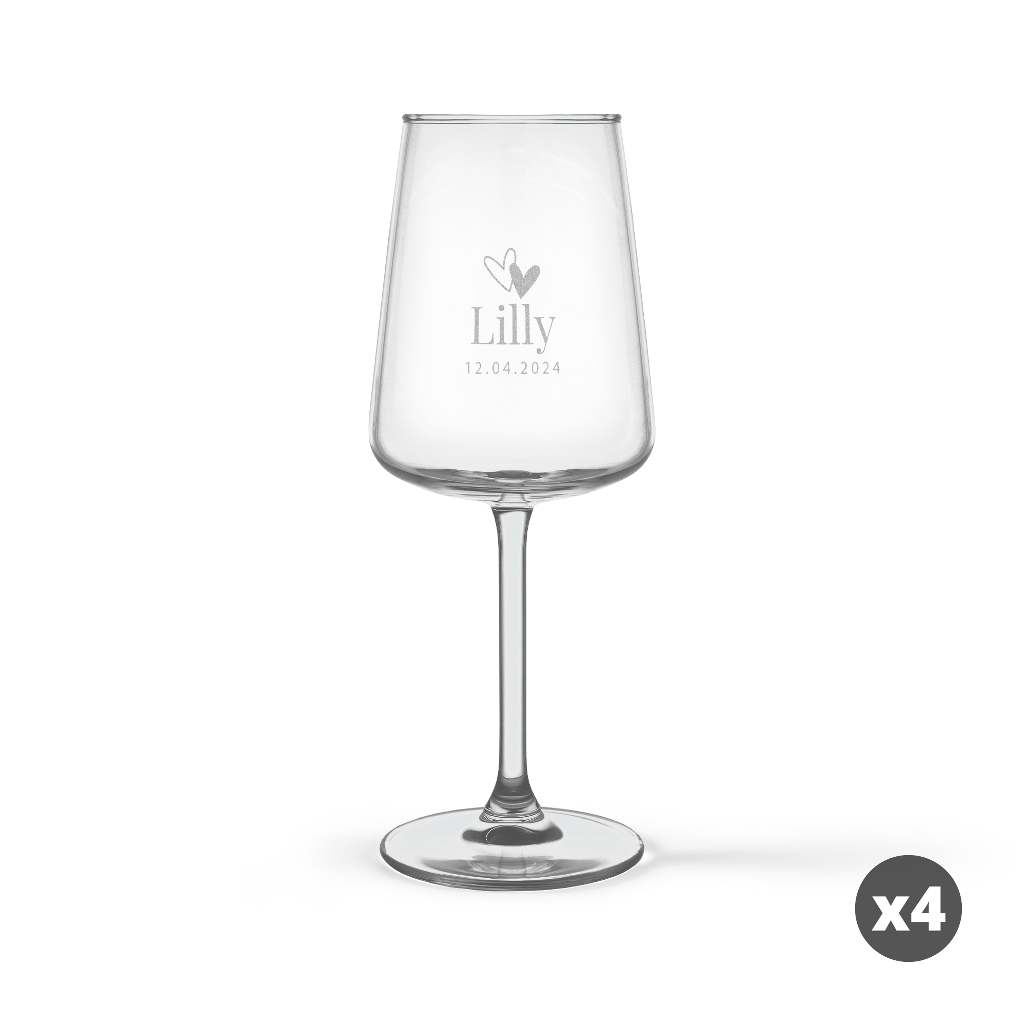 Personalised wine glass - White - Luxury glass - 4 pcs