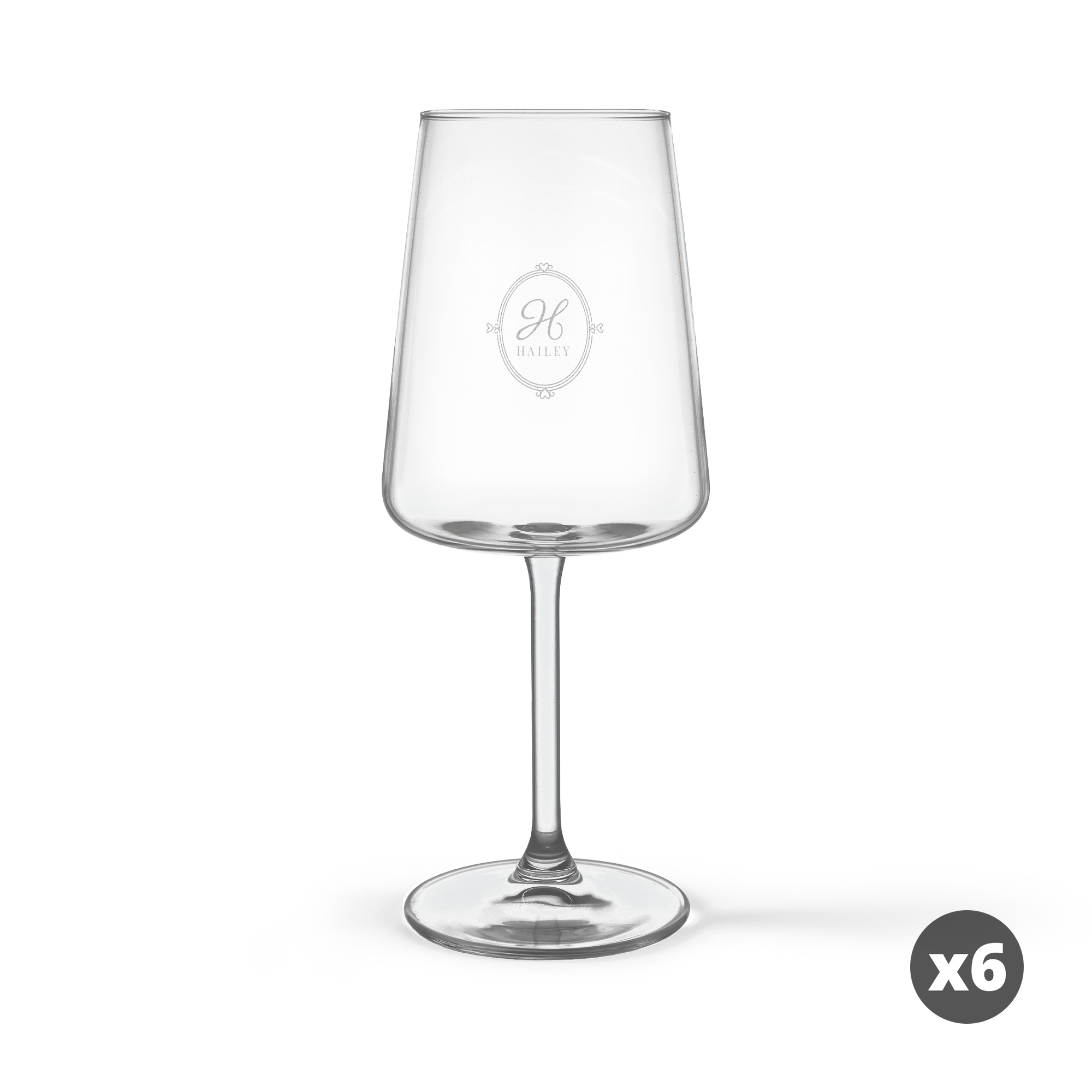 Personalised wine glass - White - Luxury glass - 6 pcs